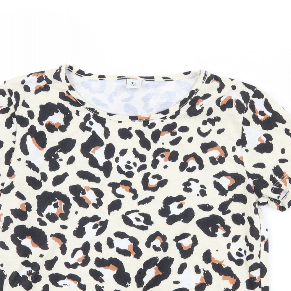 TU Girls Beige Animal Print  Basic T-Shirt Size 12 Years