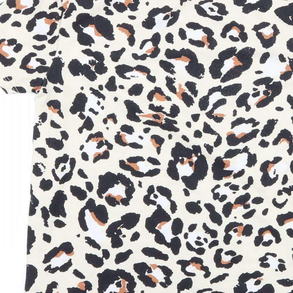 TU Girls Beige Animal Print  Basic T-Shirt Size 12 Years