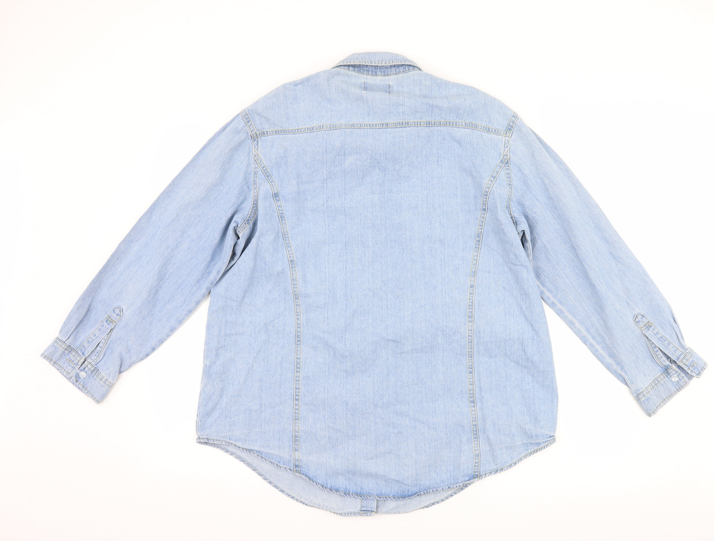 Boohoo Womens Blue  Denim Basic Button-Up Size 16