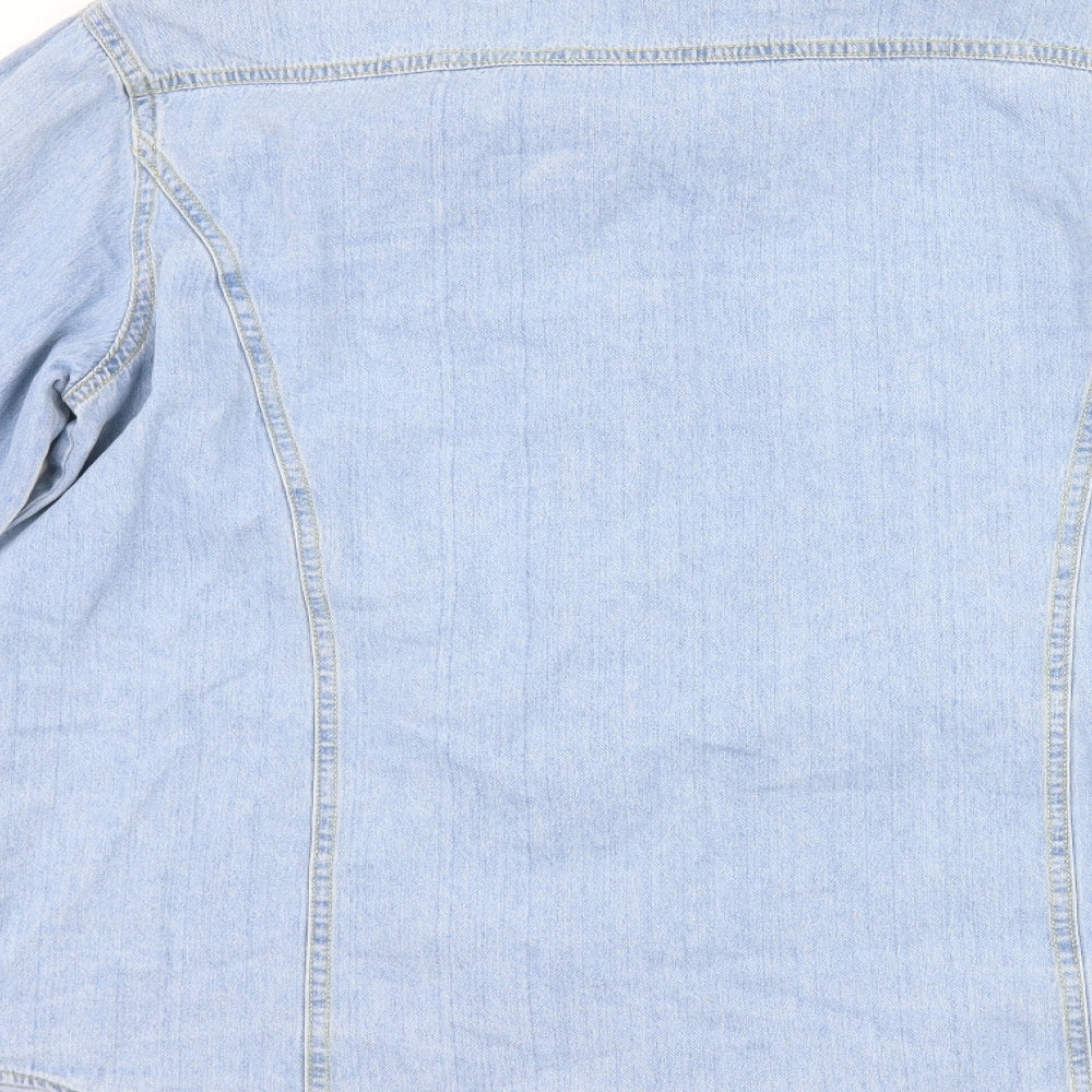 Boohoo Womens Blue  Denim Basic Button-Up Size 16