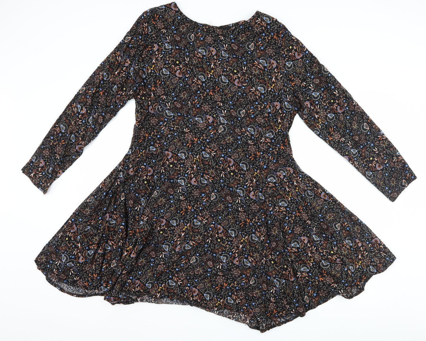 New Look Womens Black Floral  A-Line  Size 16