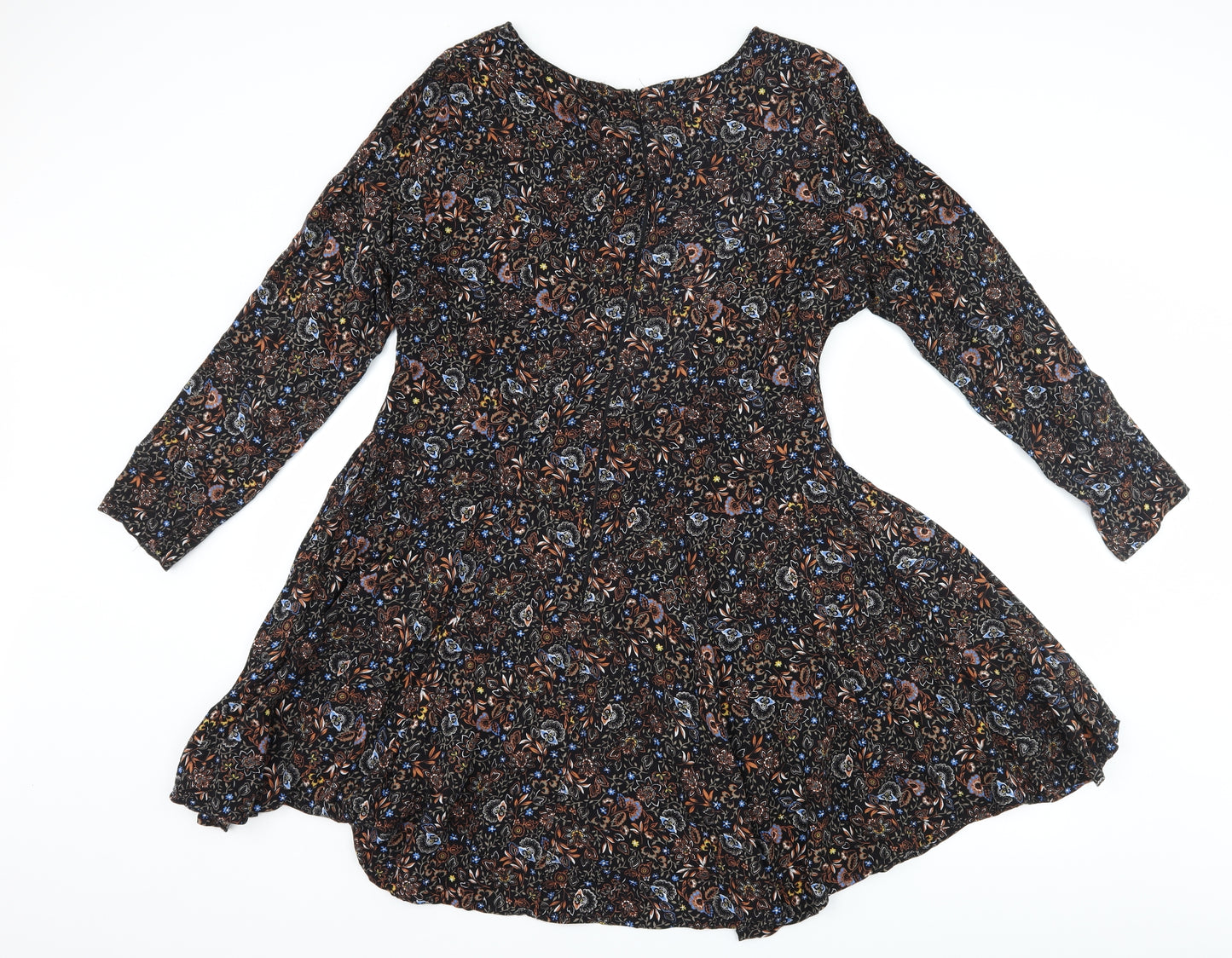 New Look Womens Black Floral  A-Line  Size 16