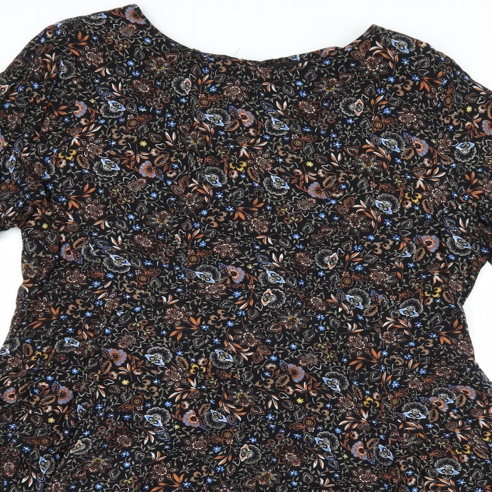 New Look Womens Black Floral  A-Line  Size 16