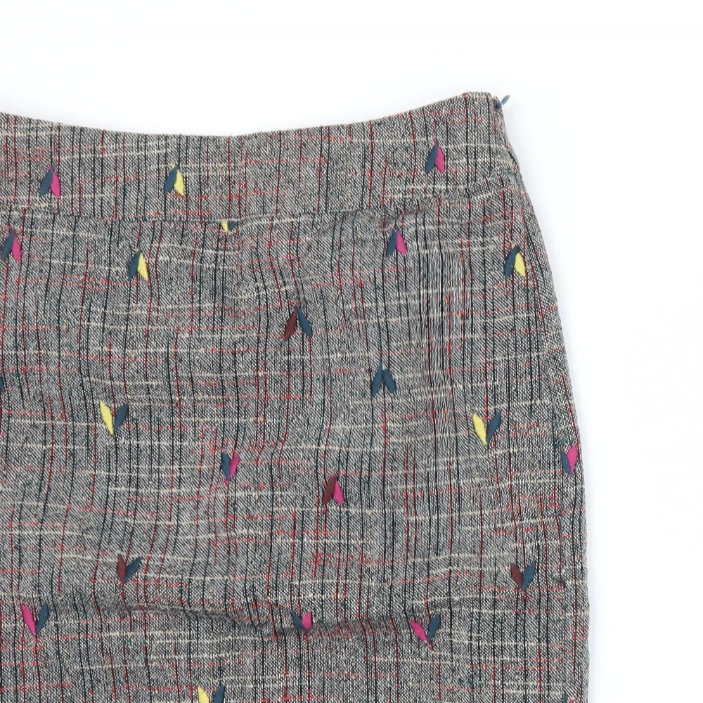 White Stuff Womens Grey Check  Straight & Pencil Skirt Size 10
