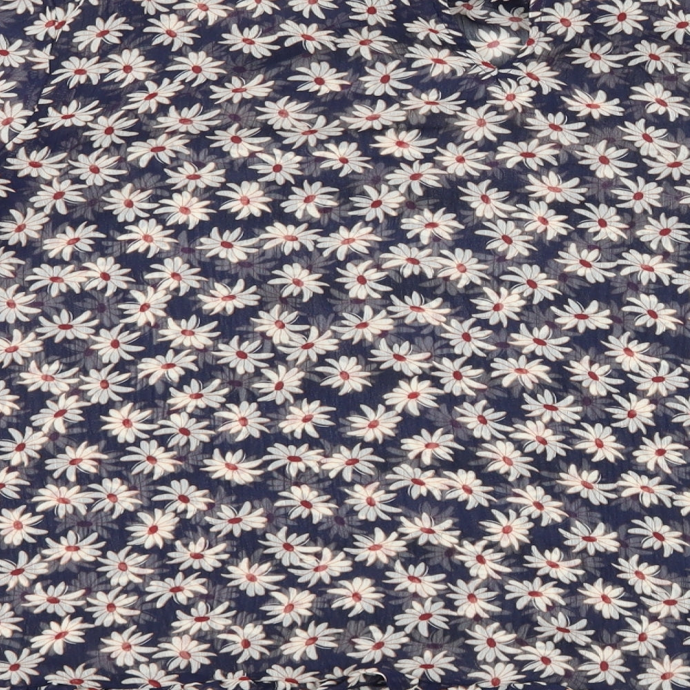 George Womens Blue Floral  Basic Blouse Size 16