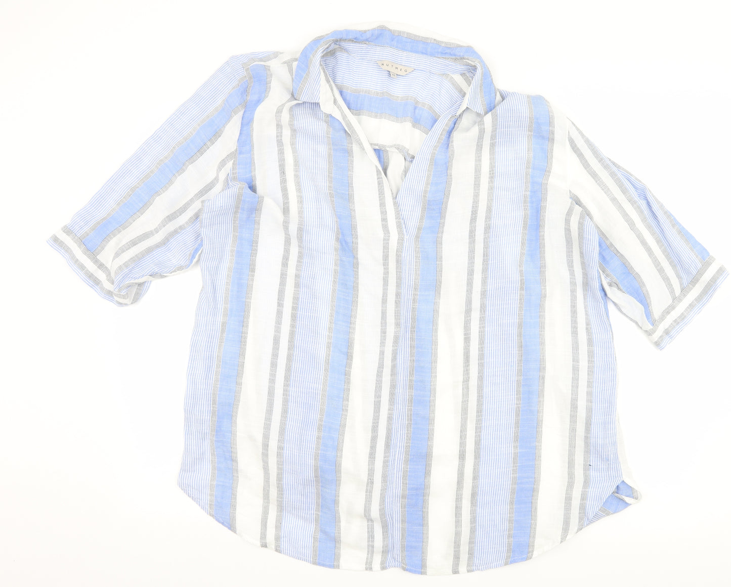 Nutmeg Womens Blue Striped  Basic Blouse Size 20