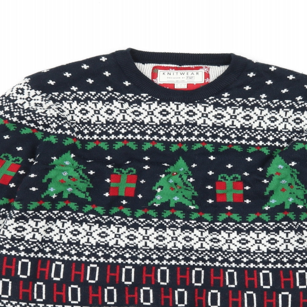 F&F Mens Blue   Pullover Jumper Size M  - christmas