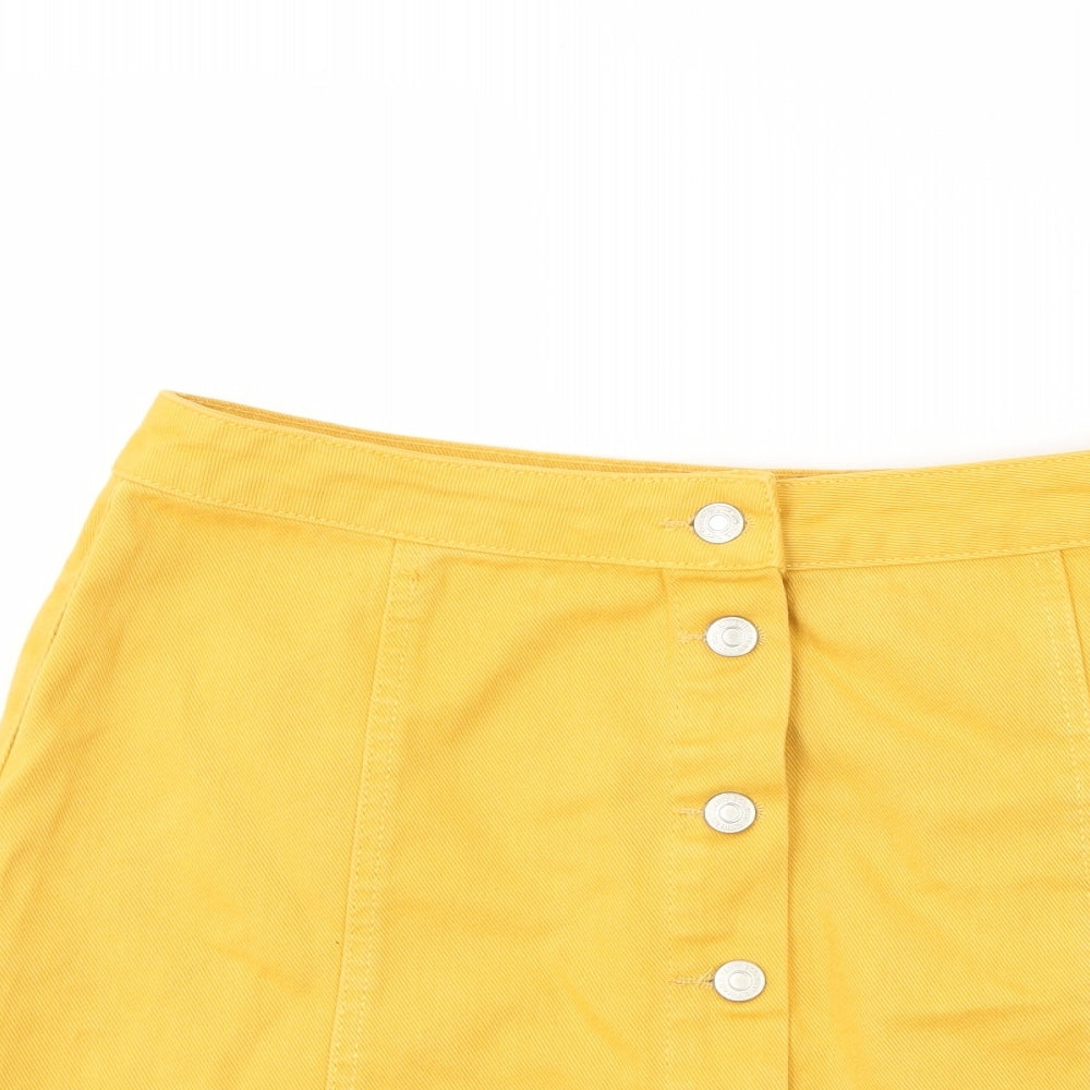 New Look Womens Yellow  Denim A-Line Skirt Size 14