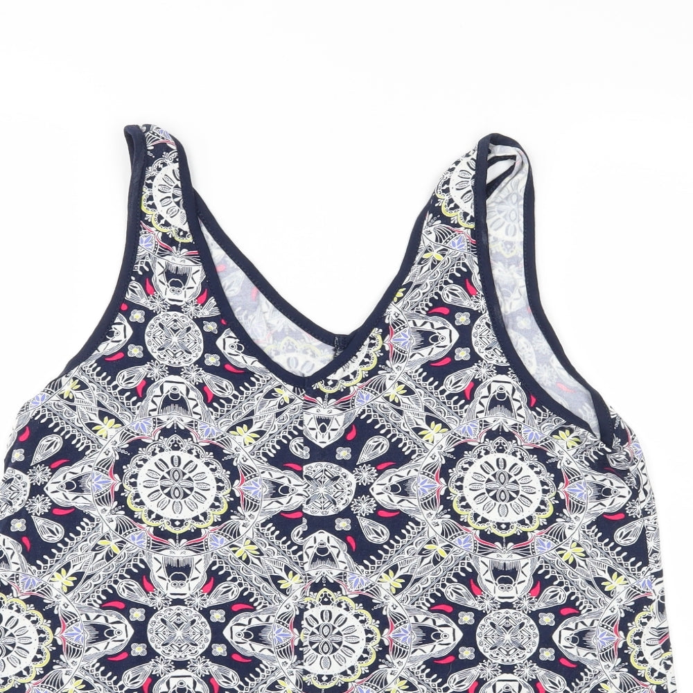 George Womens Blue Geometric  Basic Tank Size 10
