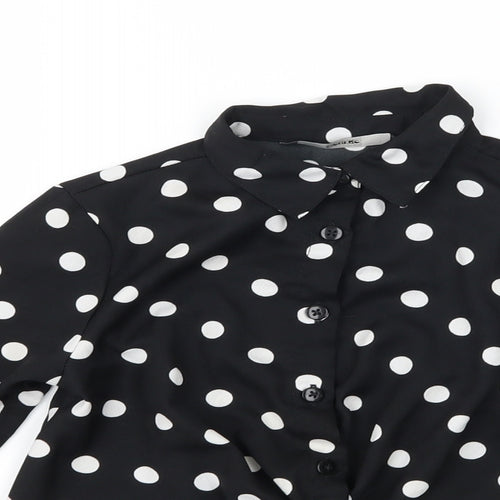 George Girls Black Polka Dot  Basic Button-Up Size 4-5 Years  - tie front