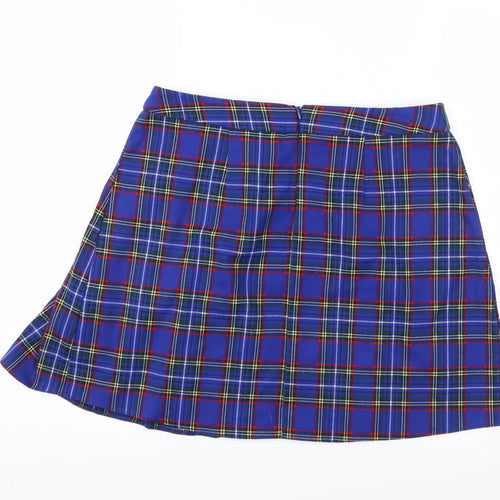 New Look Womens Blue Check  Pleated Skirt Size 12