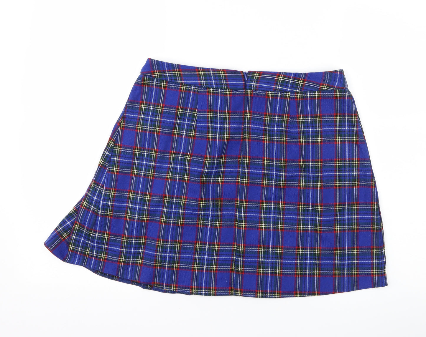 New Look Womens Blue Check  Pleated Skirt Size 12