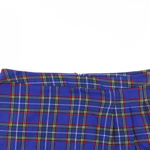 New Look Womens Blue Check  Pleated Skirt Size 12