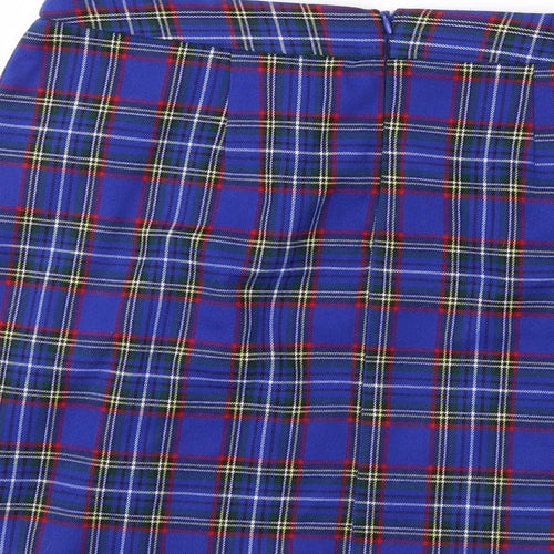 New Look Womens Blue Check  Pleated Skirt Size 12