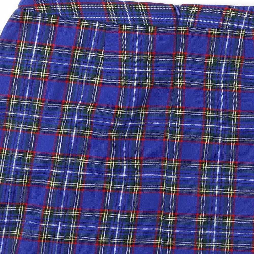 New Look Womens Blue Check  Pleated Skirt Size 12