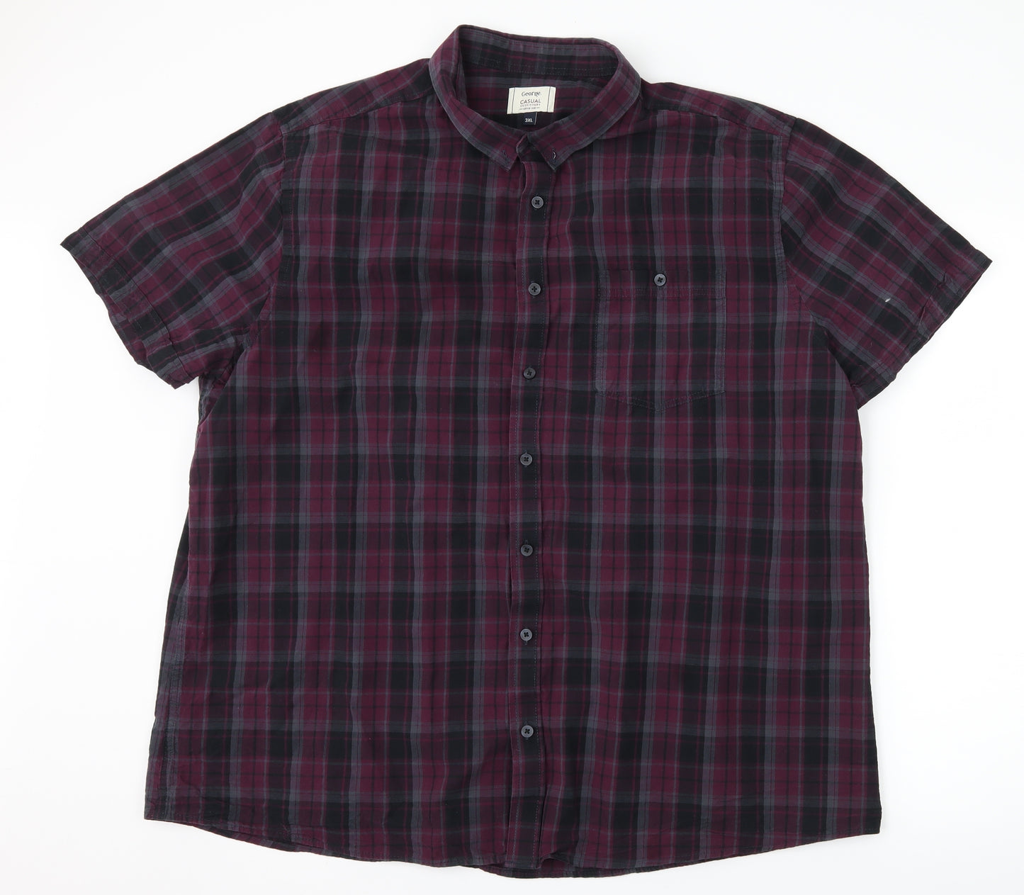 George Mens Purple Check   Button-Up Size 3XL