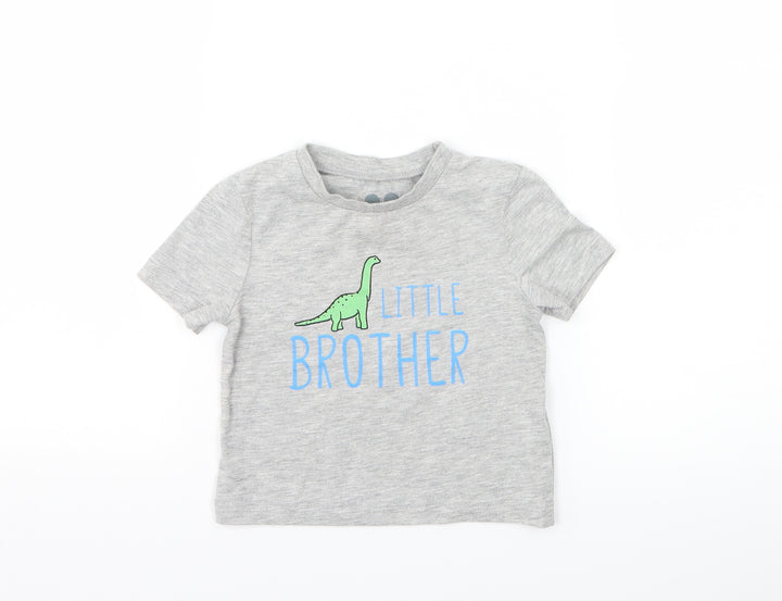 Very  Boys Grey   Basic T-Shirt Size 6-9 Months  - Little Brother