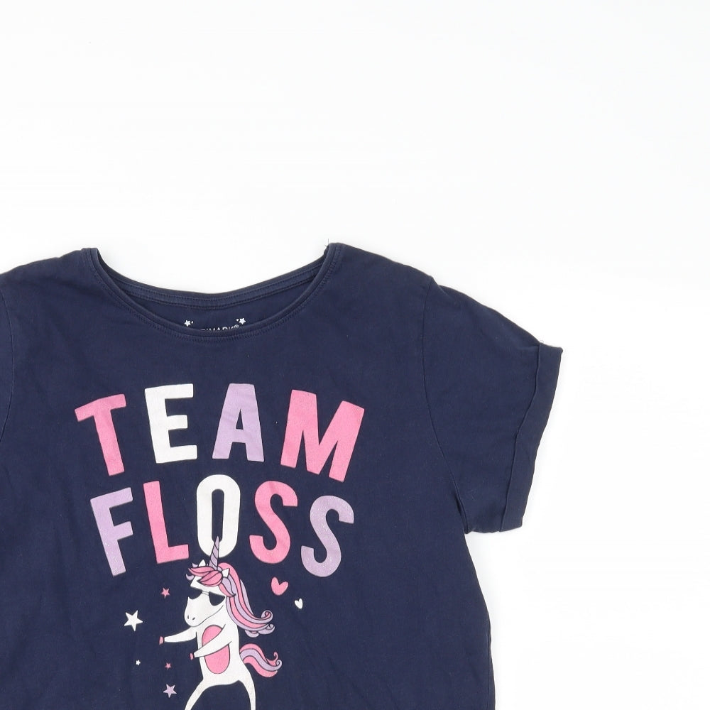 Primark Girls Blue   Basic T-Shirt Size 14-15 Years  - Team Floss Unicorn