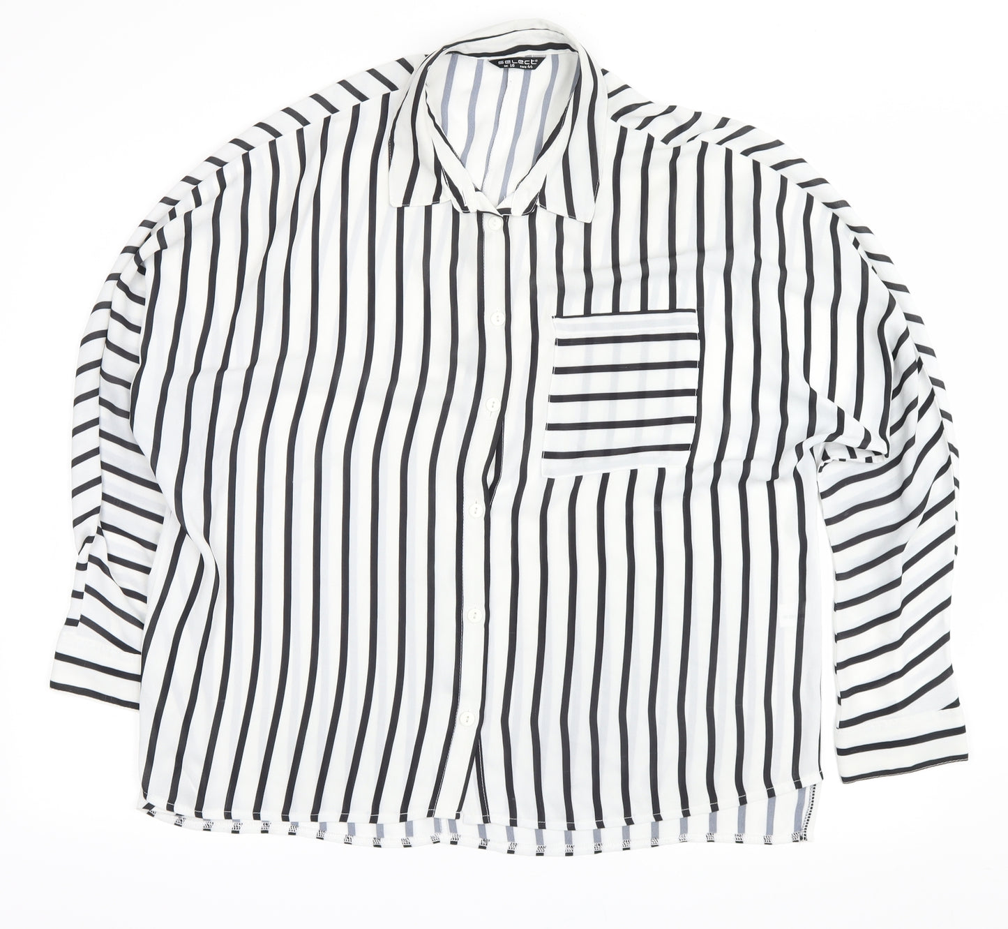 Select Womens White Striped  Basic Button-Up Size 16