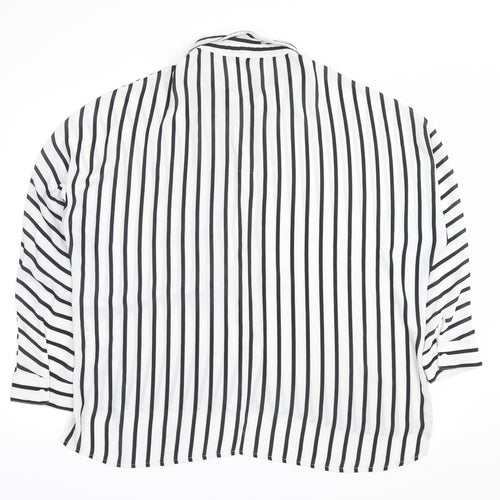 Select Womens White Striped  Basic Button-Up Size 16