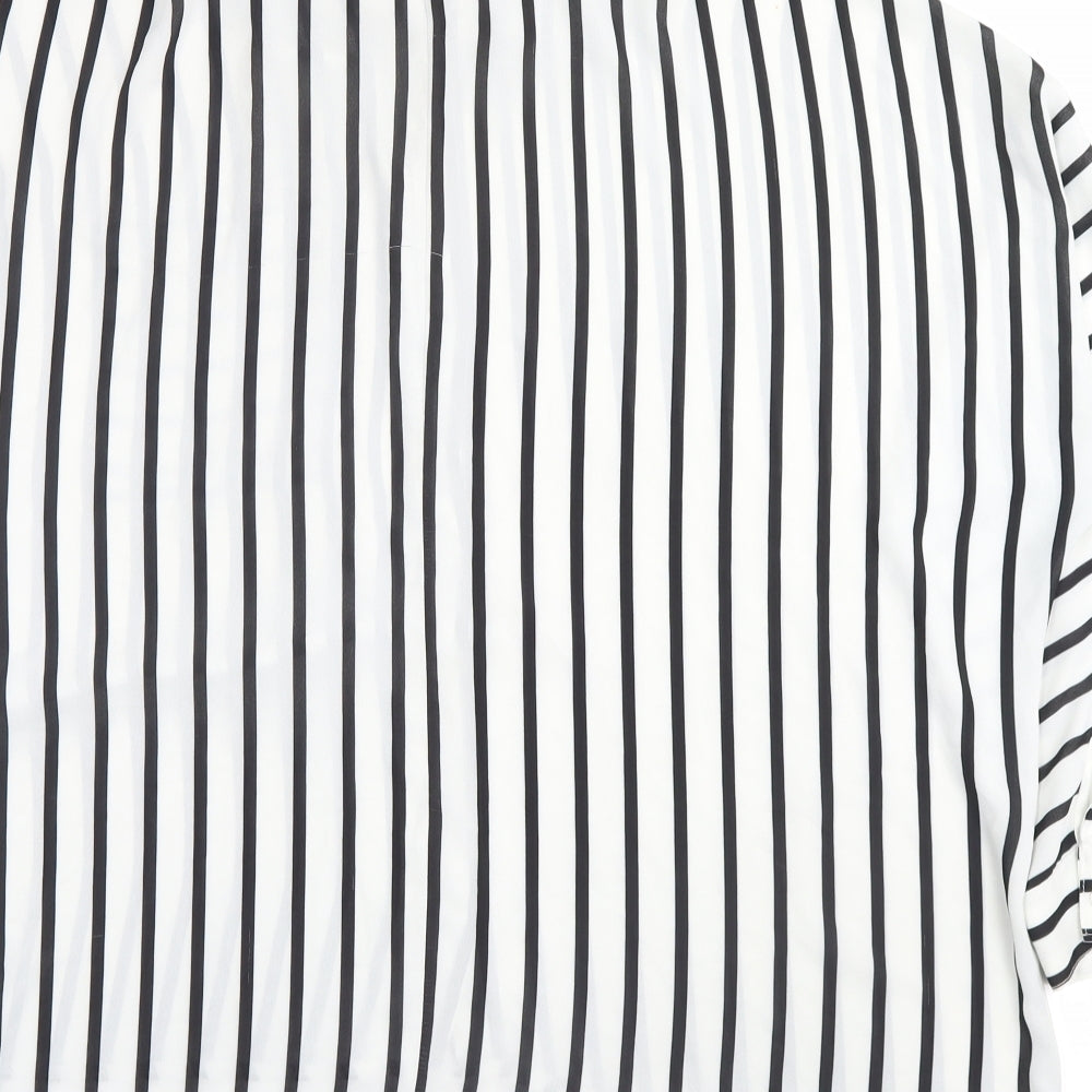 Select Womens White Striped  Basic Button-Up Size 16