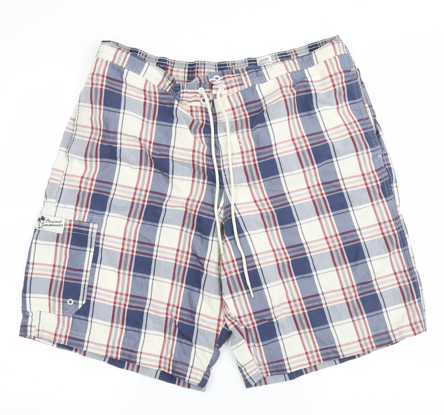 Marks and Spencer Mens Blue Plaid  Cargo Shorts Size XL