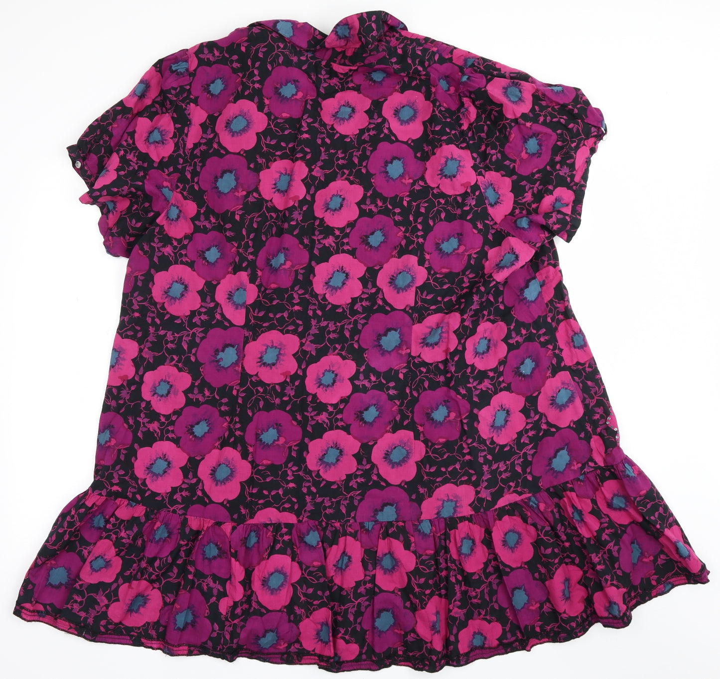 Evans Womens Purple Floral  Basic Button-Up Size 28