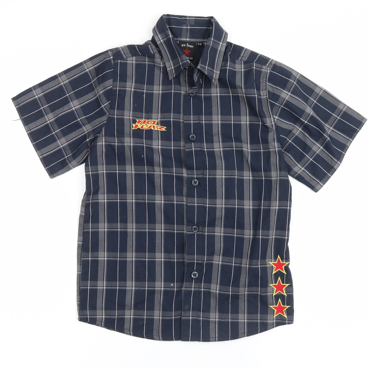 No Fear Boys Black Plaid  Basic Button-Up Size 5-6 Years  - need for speed