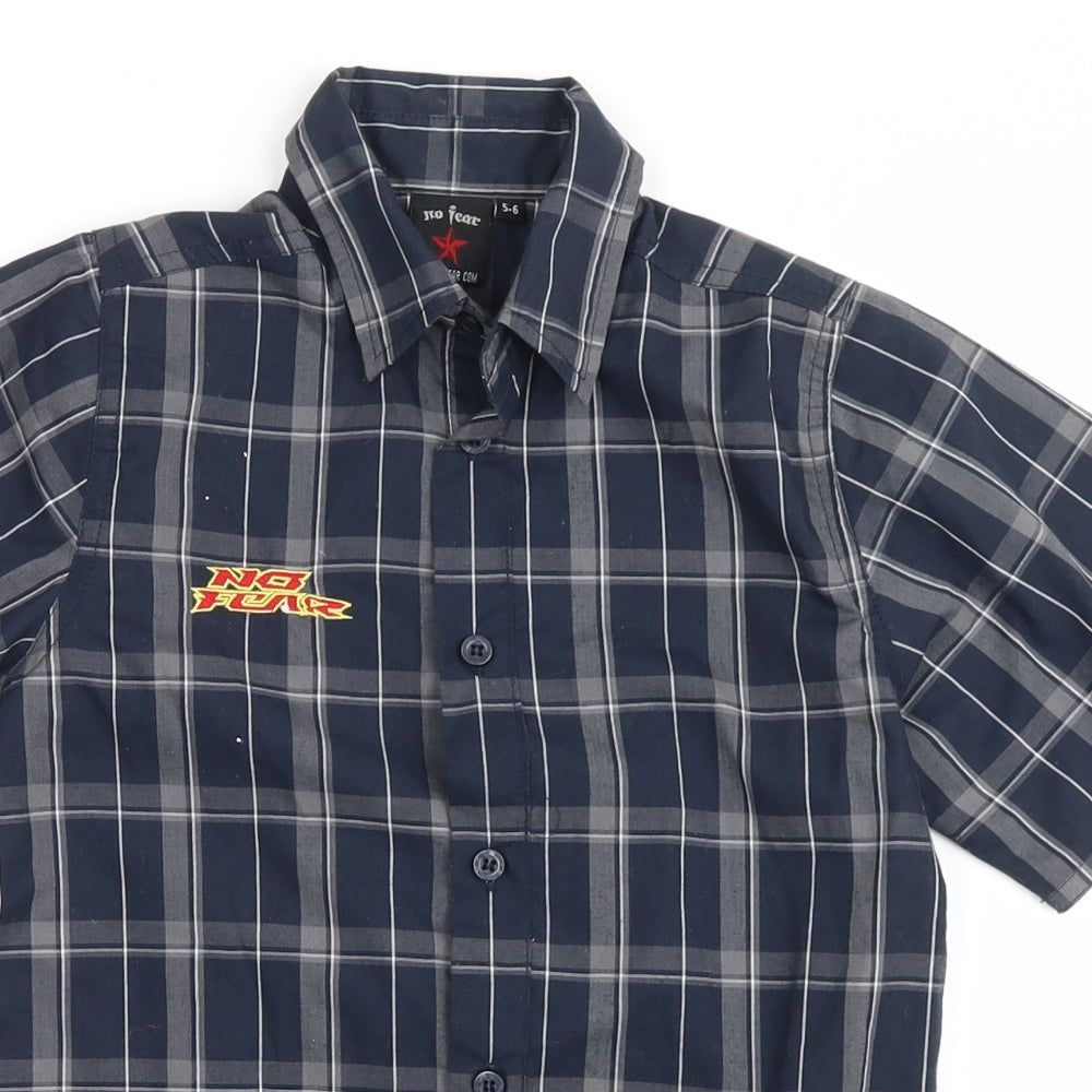 No Fear Boys Black Plaid  Basic Button-Up Size 5-6 Years  - need for speed