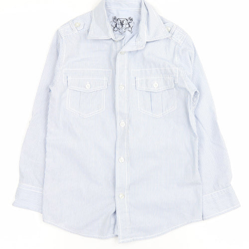 JCJ Boys Blue Striped  Basic Button-Up Size 7 Years