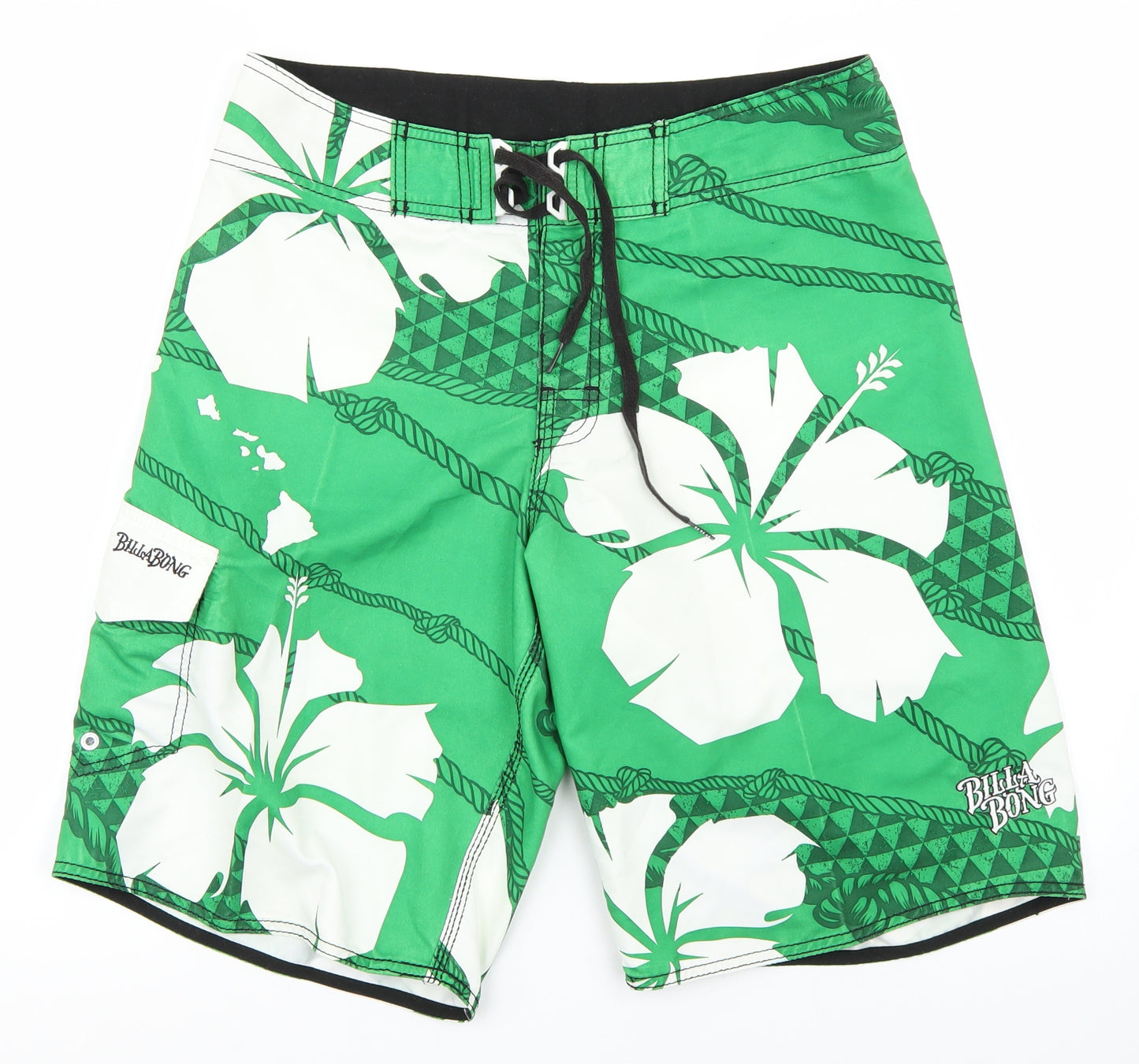 Billabiong Mens Green Floral  Sweat Shorts Size 32 in