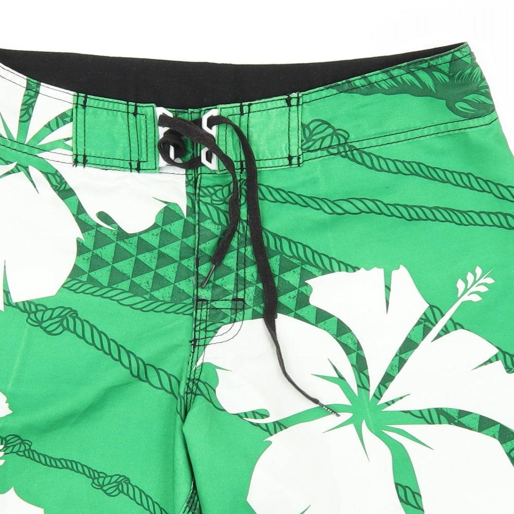 Billabiong Mens Green Floral  Sweat Shorts Size 32 in