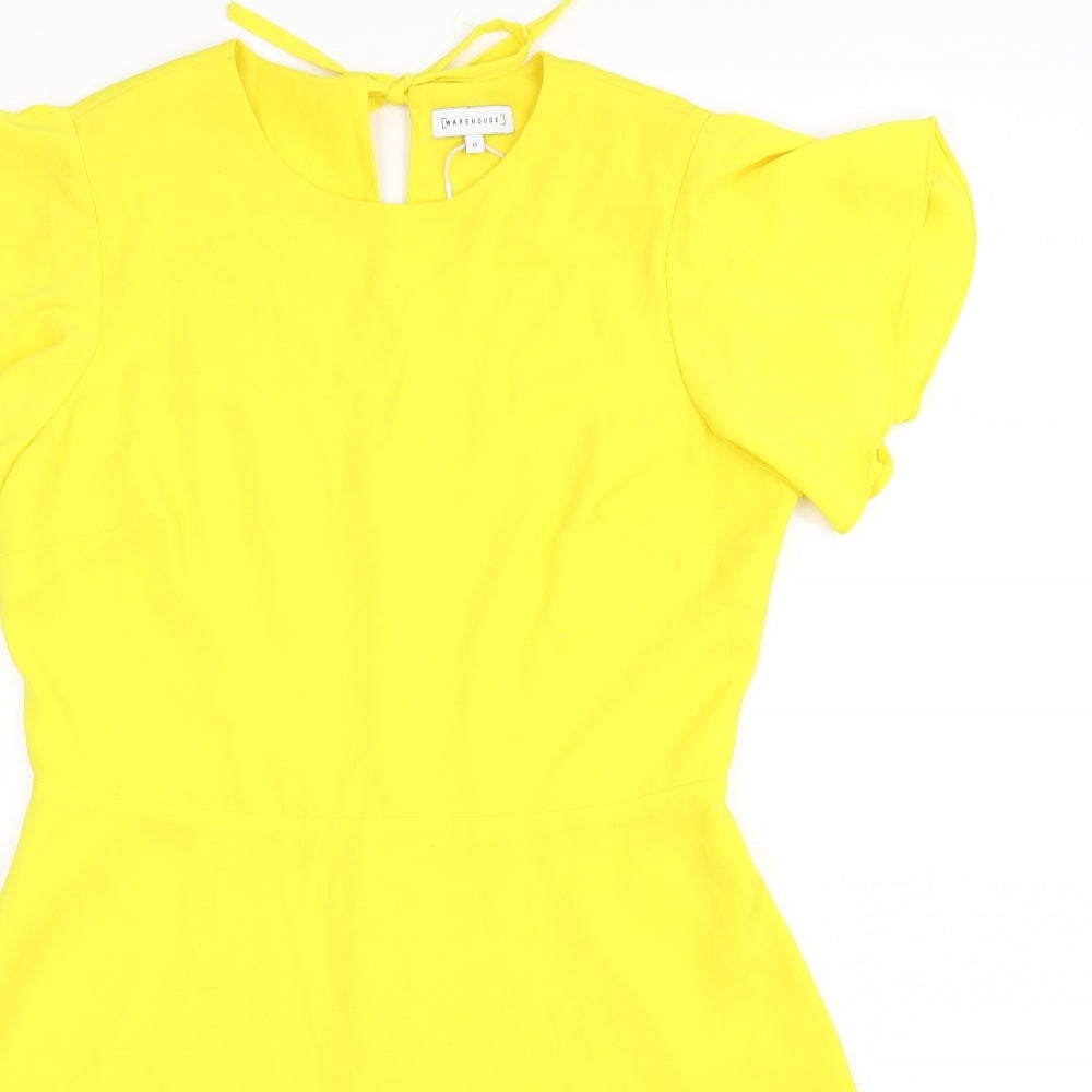 Warehouse Womens Yellow   A-Line  Size 14