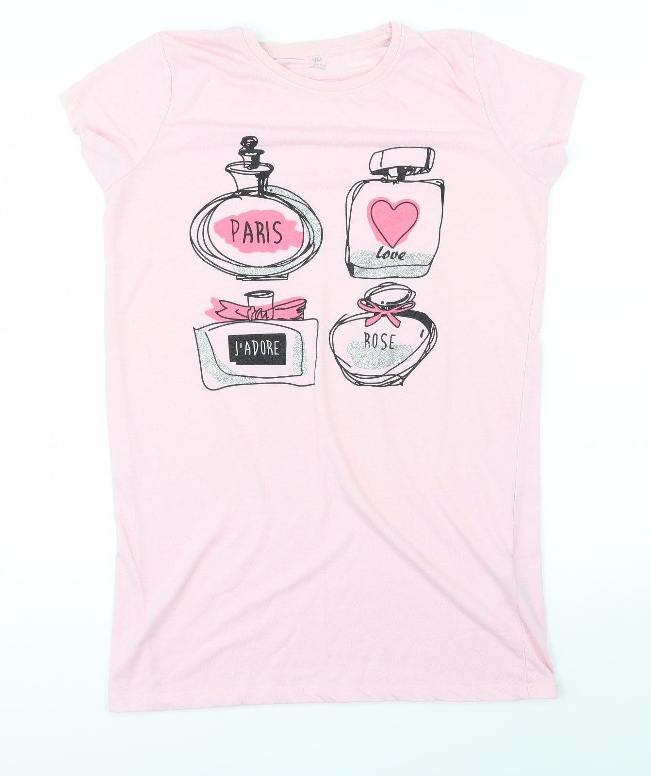 yd Girls Pink   Basic T-Shirt Size 11-12 Years  - paris love