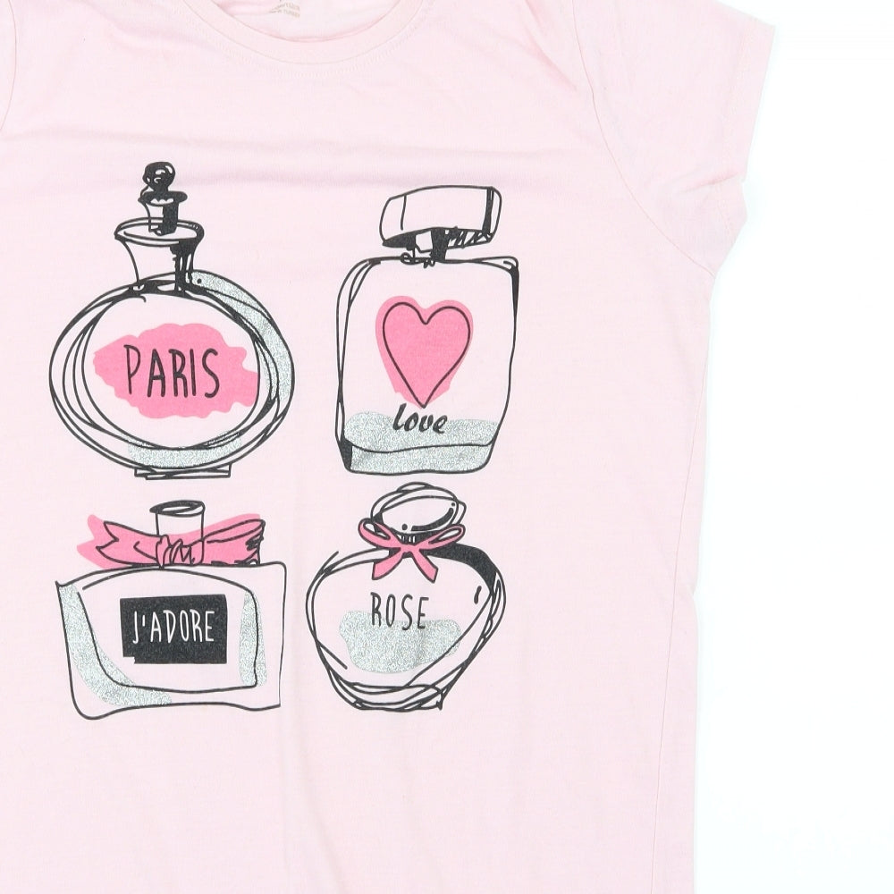 yd Girls Pink   Basic T-Shirt Size 11-12 Years  - paris love