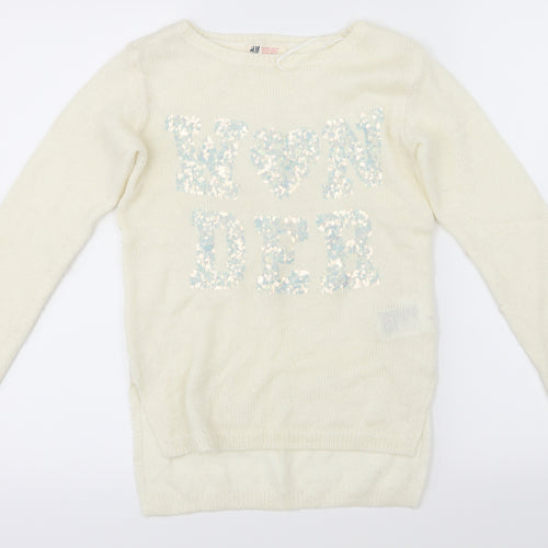 H&M Girls White   Pullover Jumper Size 11-12 Years  - wonder