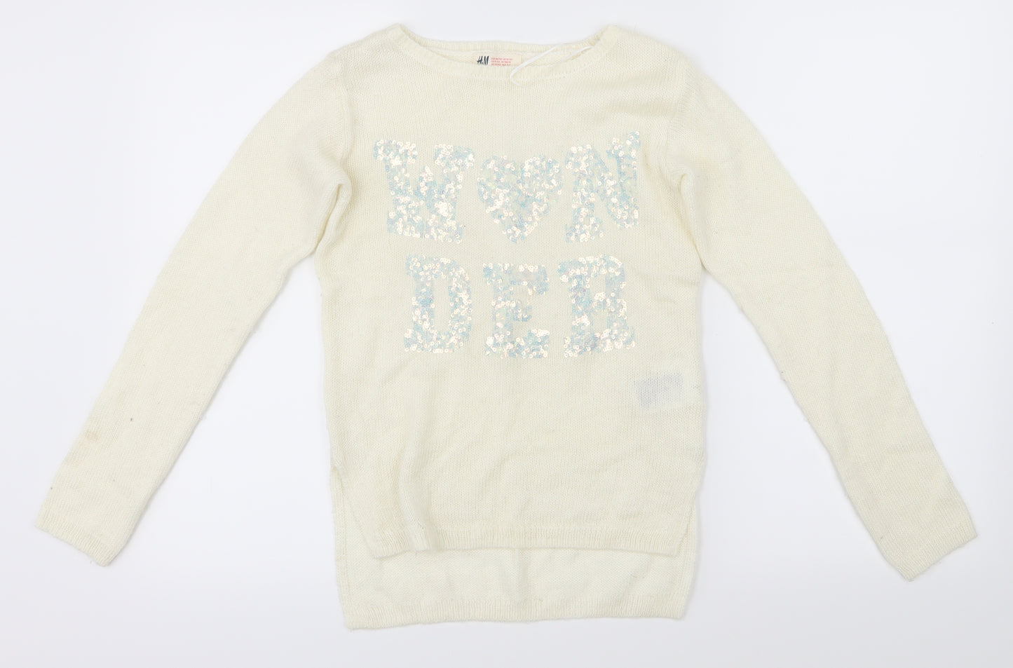 H&M Girls White   Pullover Jumper Size 11-12 Years  - wonder