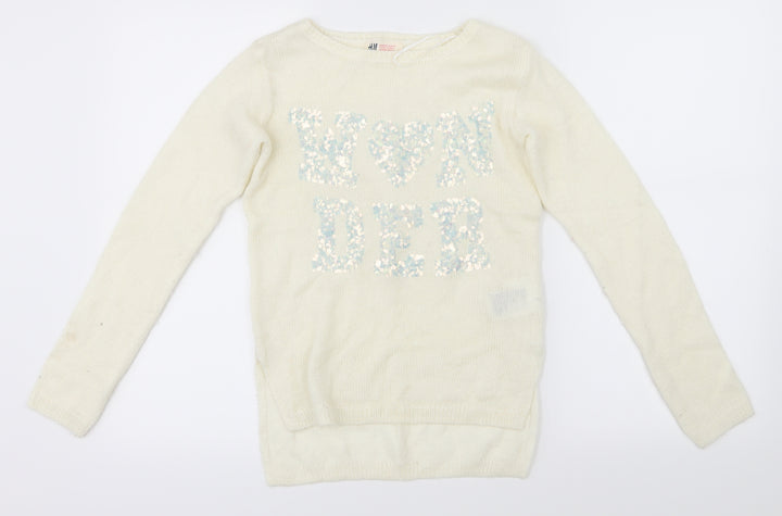 H&M Girls White   Pullover Jumper Size 11-12 Years  - wonder