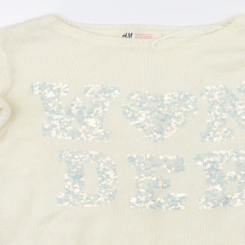 H&M Girls White   Pullover Jumper Size 11-12 Years  - wonder