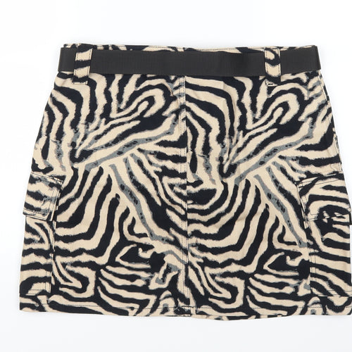 Topshop Womens Brown Animal Print  A-Line Skirt Size 14