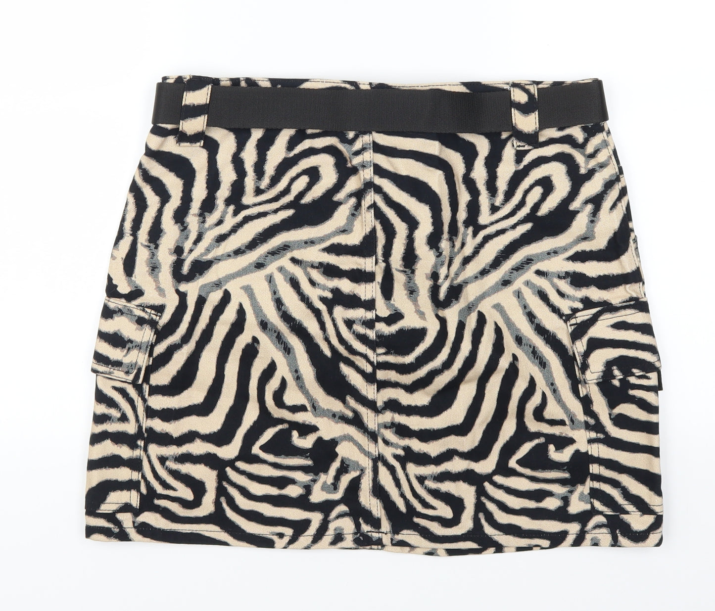 Topshop Womens Brown Animal Print  A-Line Skirt Size 14