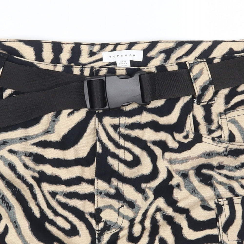 Topshop Womens Brown Animal Print  A-Line Skirt Size 14