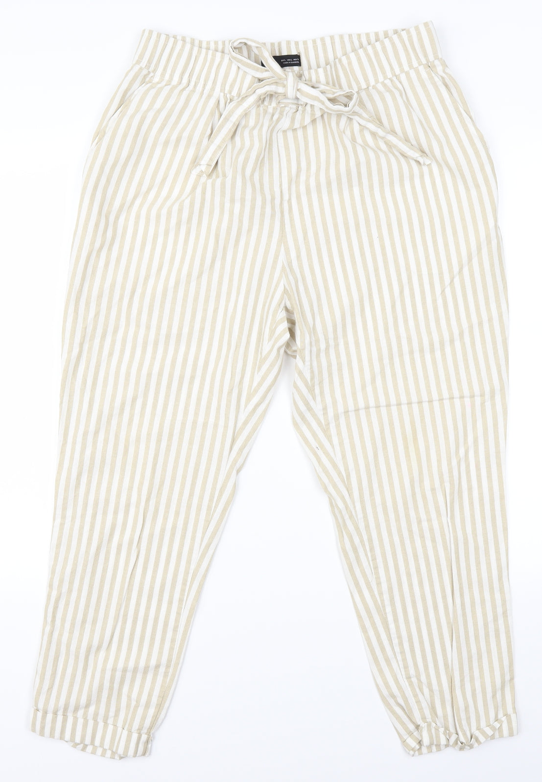 Zara Womens Beige Striped  Trousers  Size L L24 in