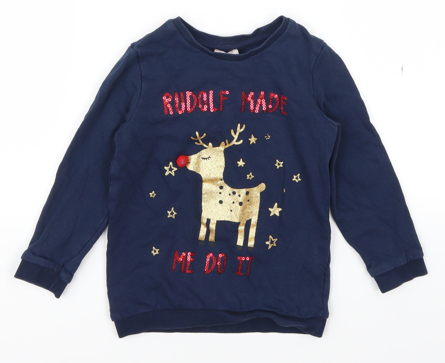 George Boys Blue   Pullover Jumper Size 3-4 Years  - christmas