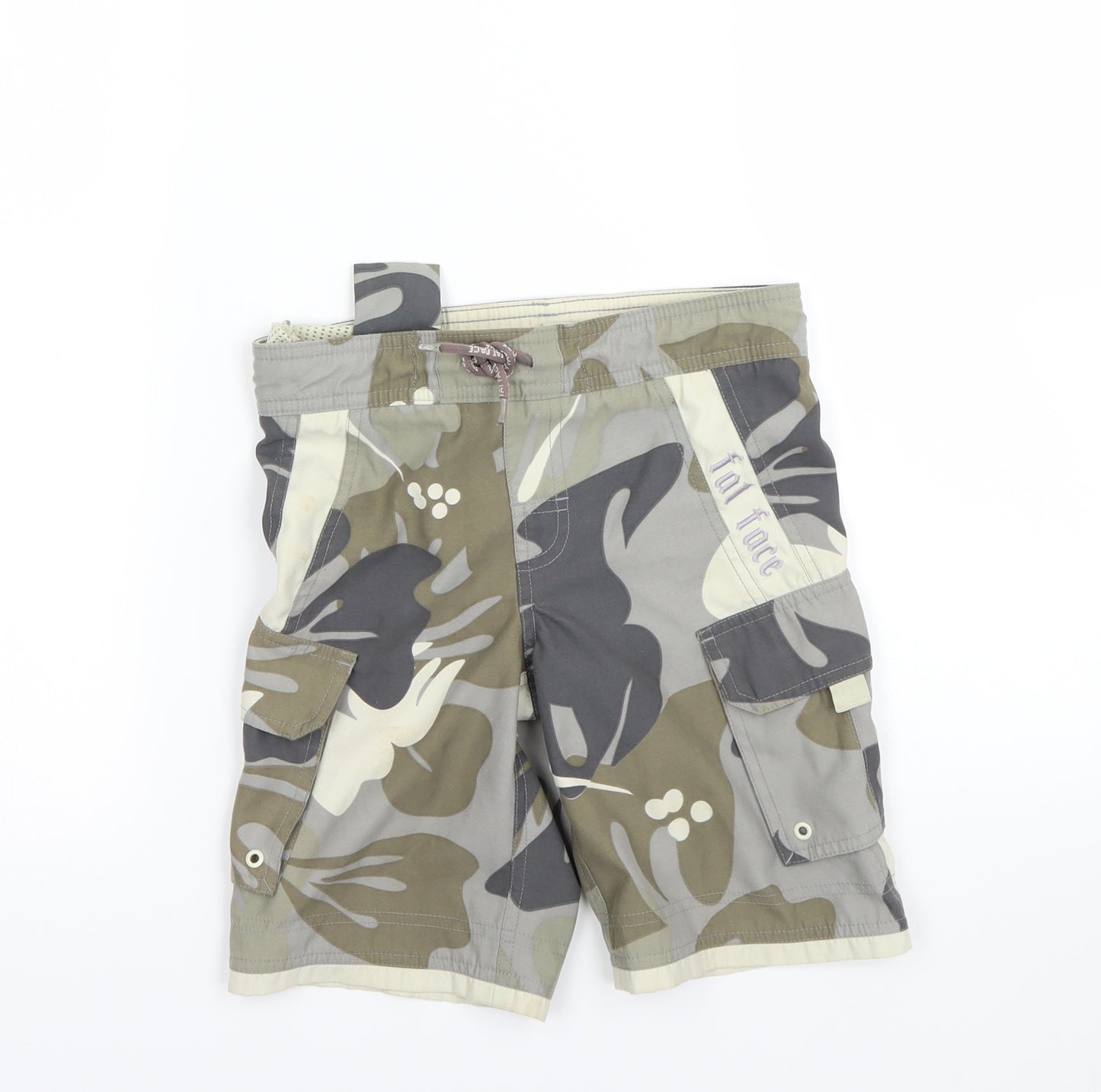Fat Face Boys Green Camouflage  Cargo Shorts Size 4-5 Years