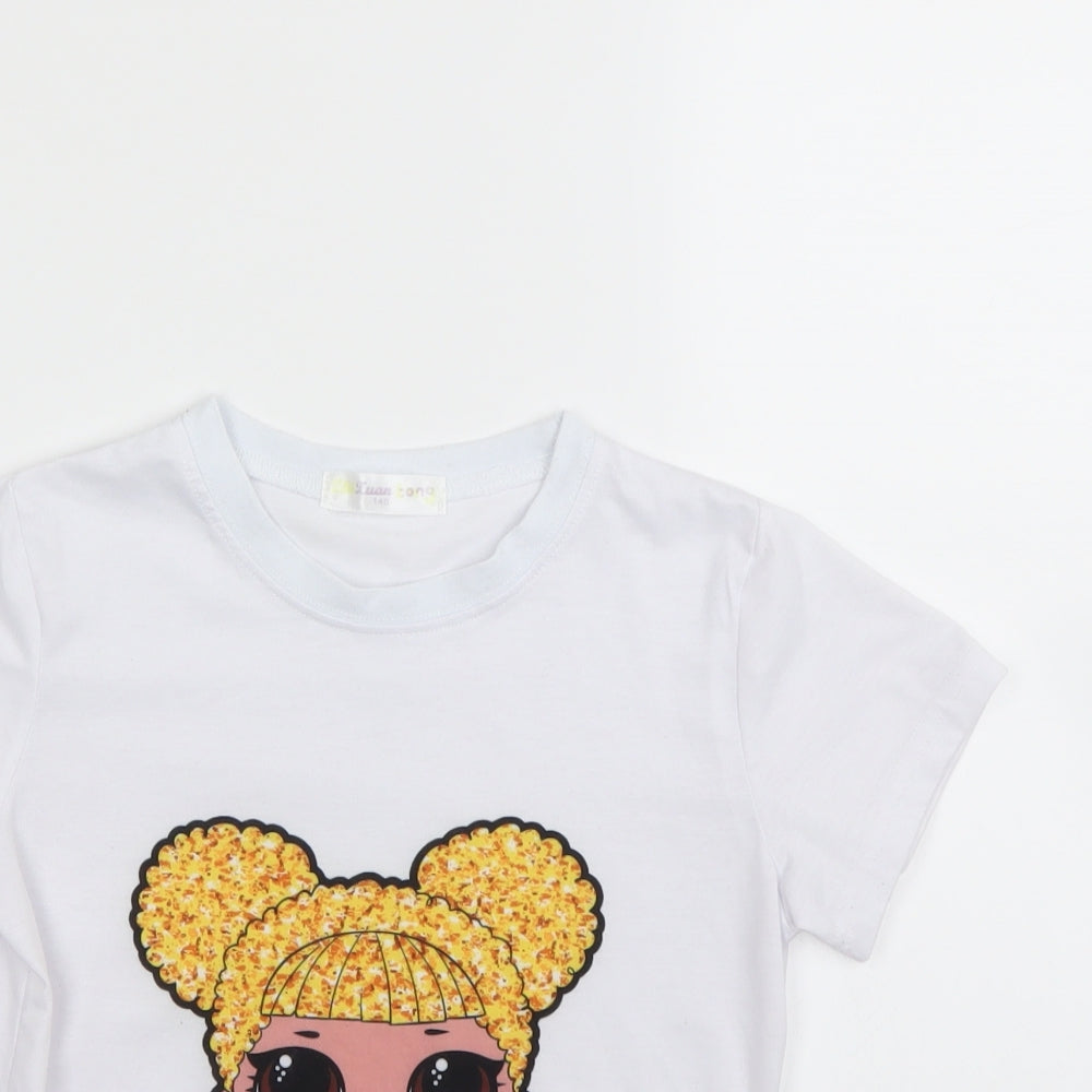 Preworn Girls White   Basic T-Shirt Size 10 Years