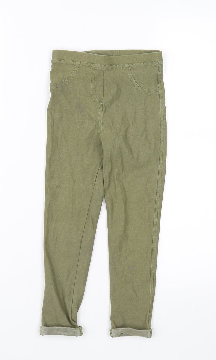 Preworn Girls Green   Jegging Trousers Size 4 Years