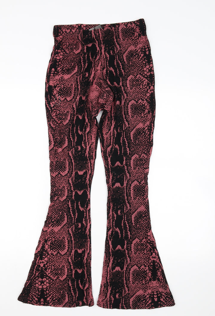I SAW IT FIRST Womens Black Animal Print Trousers Size 10 L28 in