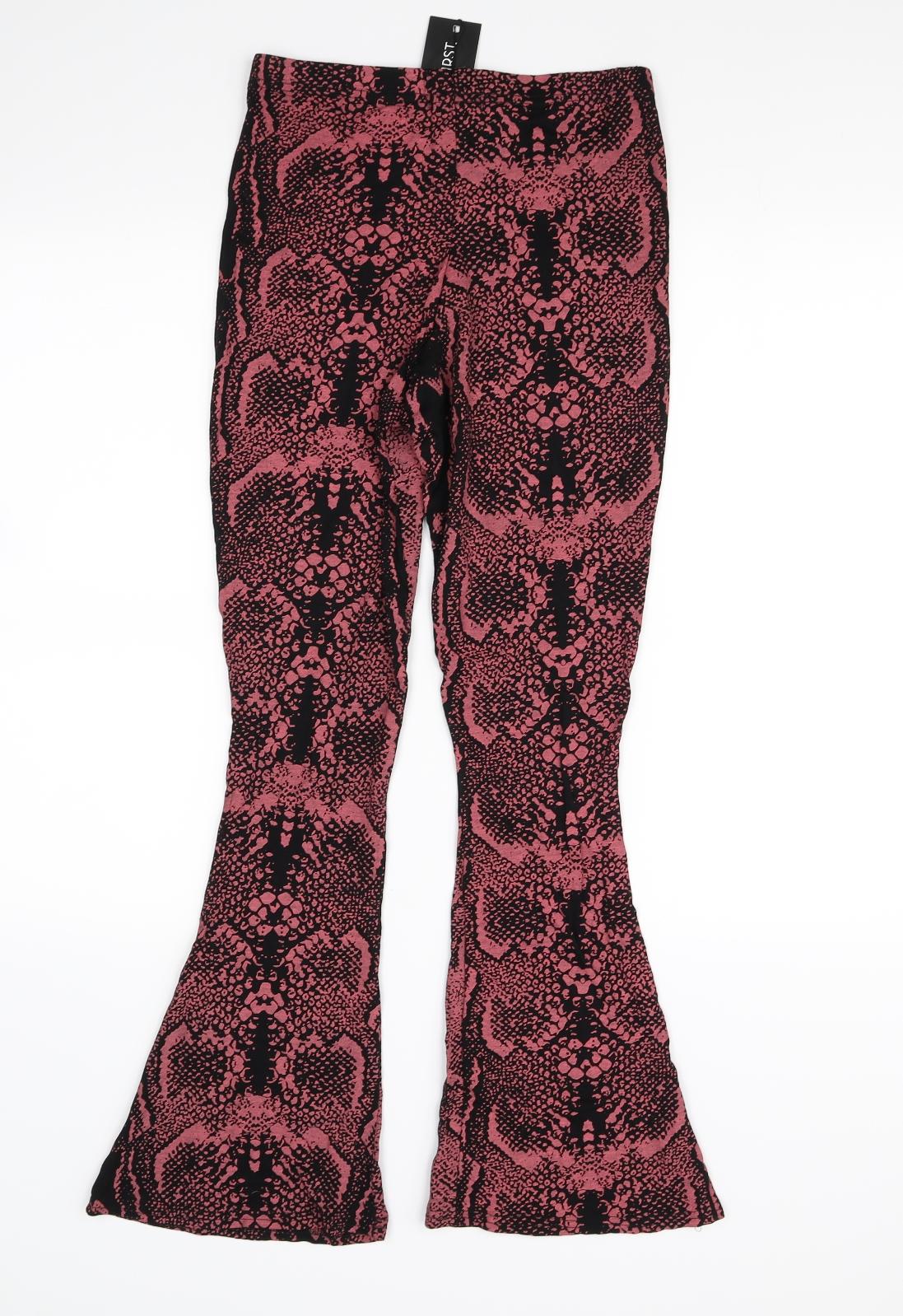 I SAW IT FIRST Womens Black Animal Print  Trousers  Size 10 L28 in