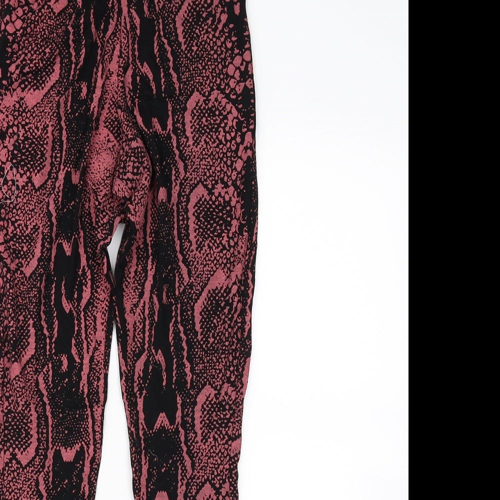 I SAW IT FIRST Womens Black Animal Print  Trousers  Size 10 L28 in